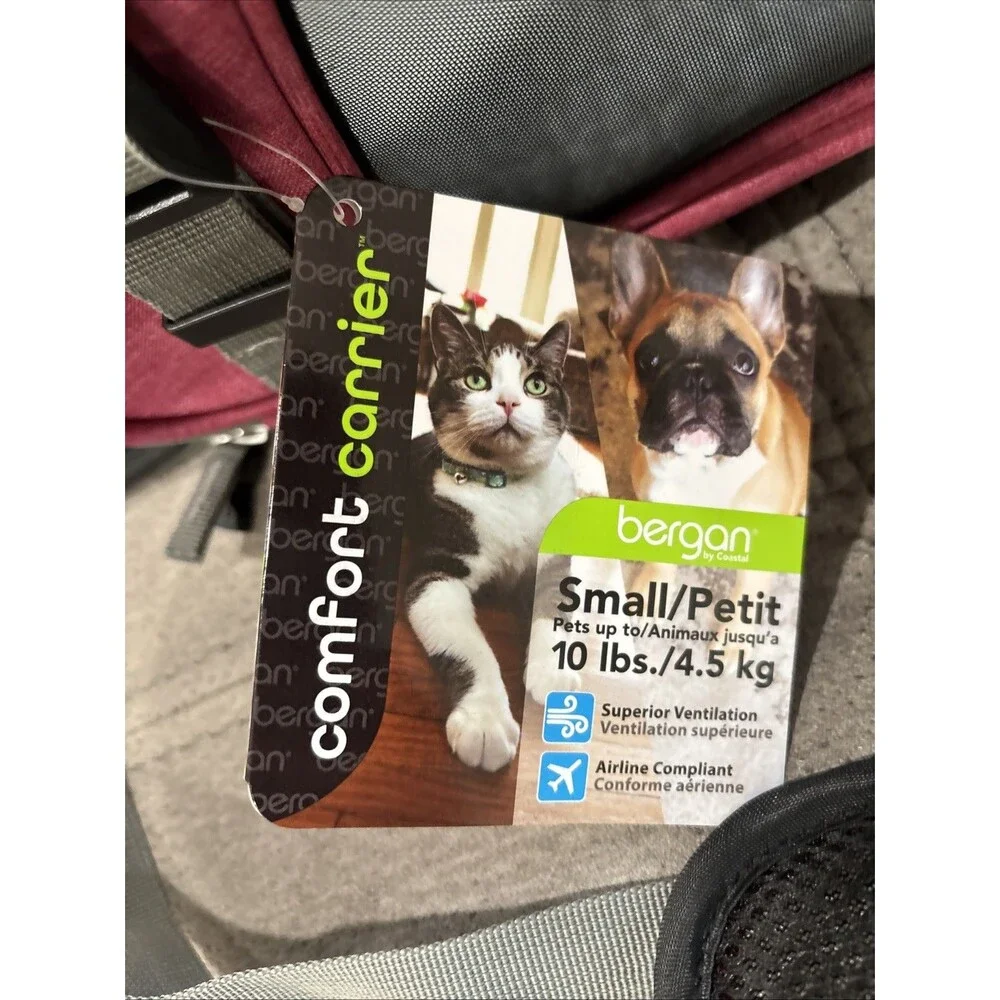 Bergan Small (up To 10 Lbs) Pet Connect Carrier Berry, In Flight Use, Fleece Pad